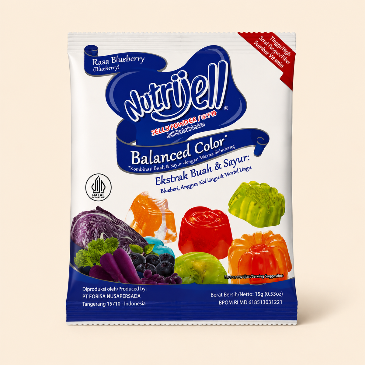 Nutrijell Balanced Color® Jelly Powder – Blueberry (15g)