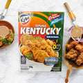 Kobe Kentucky Original Mehlmischung von Oriental Merchant, Nahaufnahme der Mehlverpackung mit buntem Etikett.