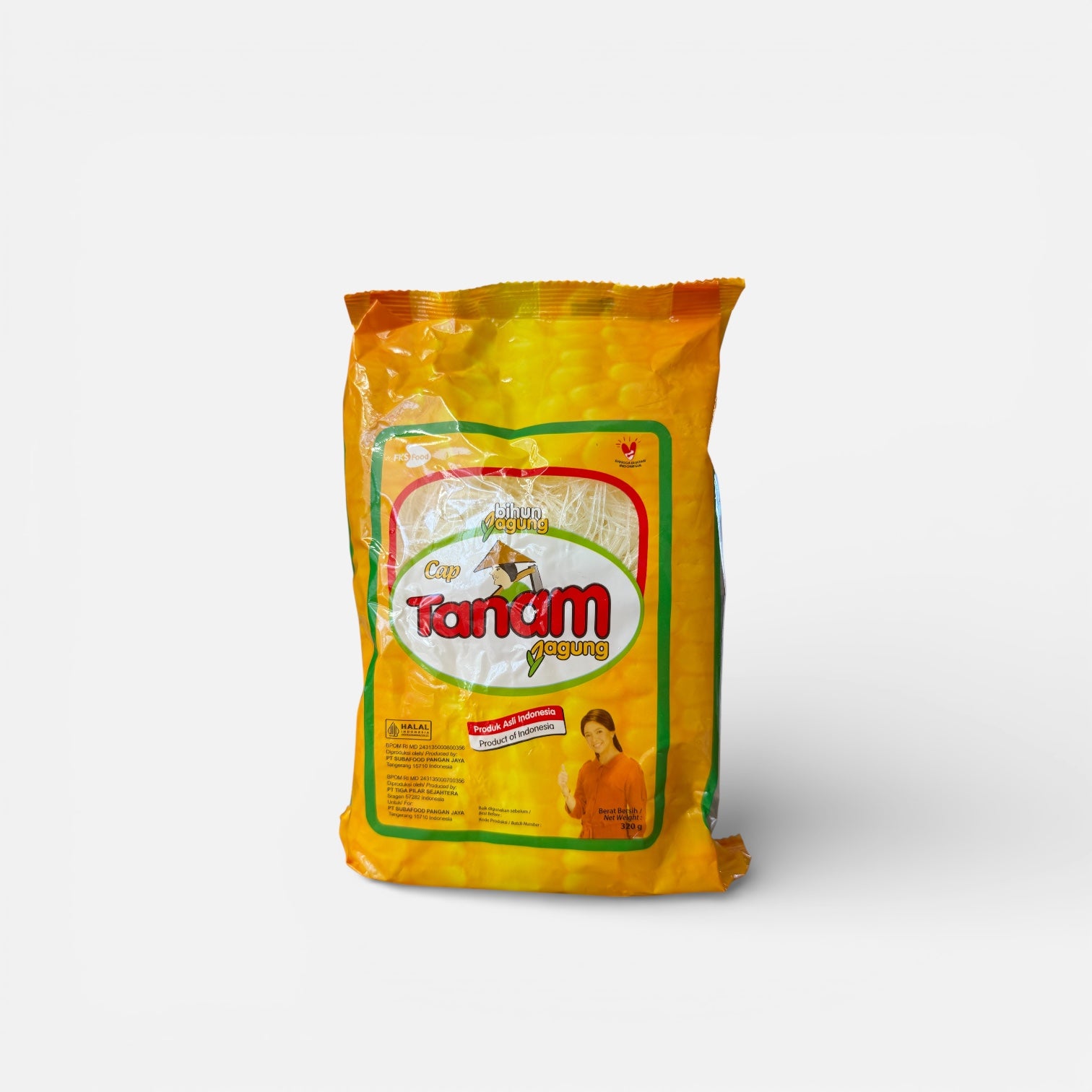 Nesia Bihun aus Mais, Pasta & Nudeln, in einer Packung, mit sichtbaren feinen Maisnudeln auf weißem Hintergrund.
