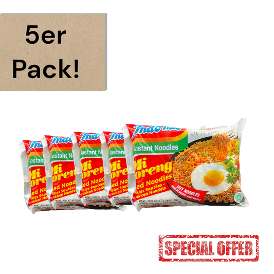 Vanka Kawat Indomie Goreng 5er Pack, fertige Instant-Nudeln in Verpackung, beliebtes indonesisches Gericht
