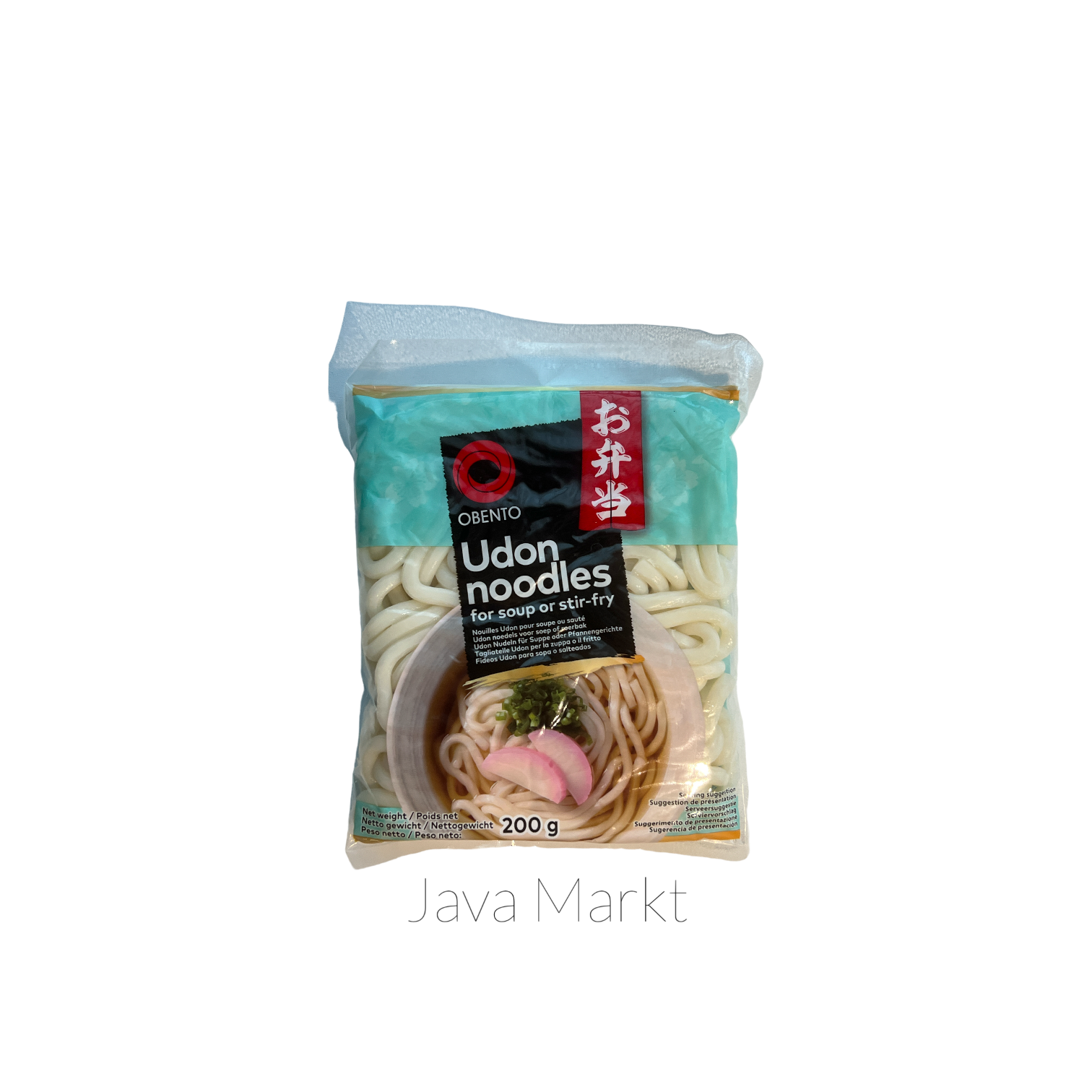 Obento Udon Nudeln, asiatische Pasta von Oriental Merchant, in einer Schüssel mit Kochutensilien und Frühlingszwiebeln.