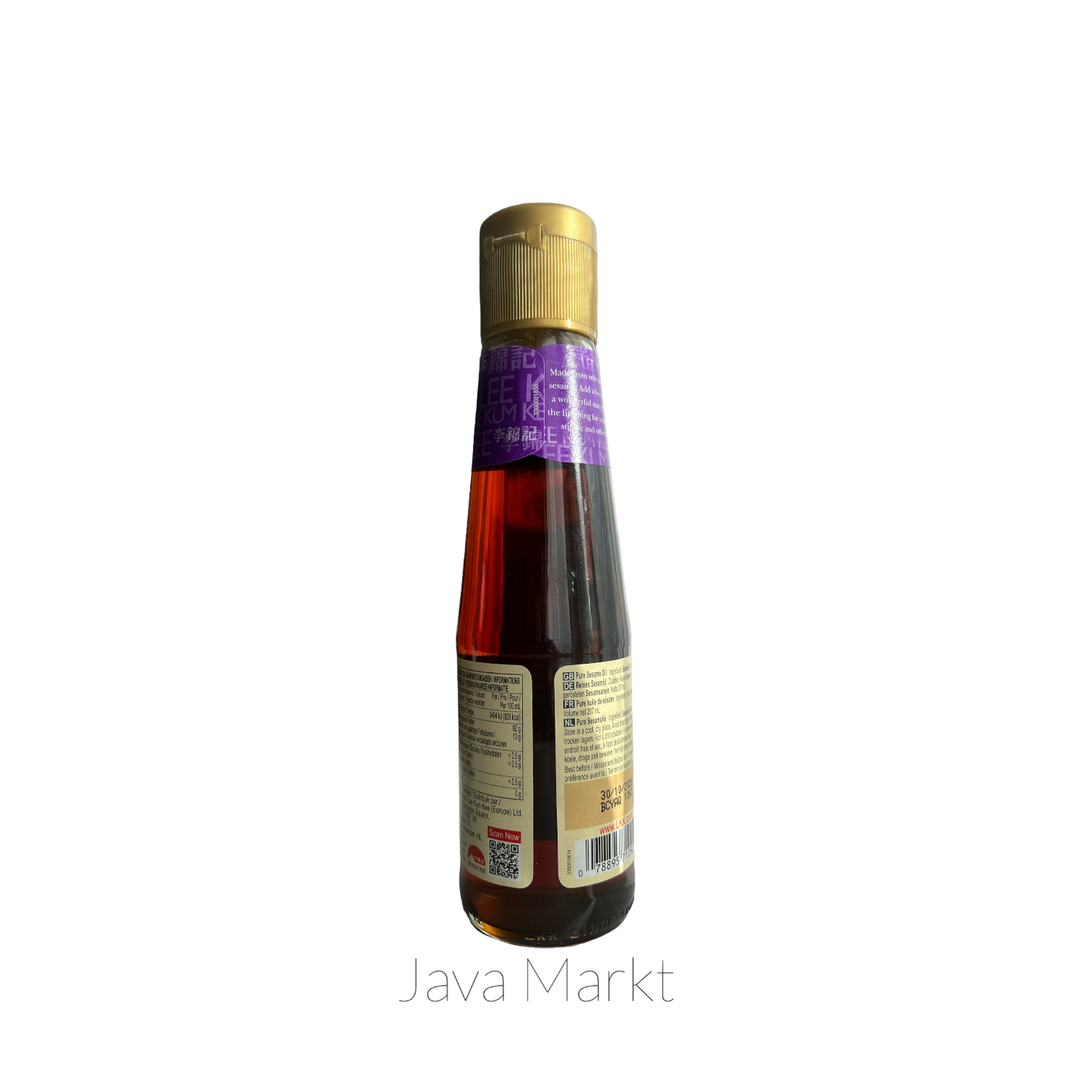 Sesamöl von Lee Kum Kee in einer Flasche, ideal als Kochzutat für asiatische Gerichte, auf einem Küchenhintergrund.