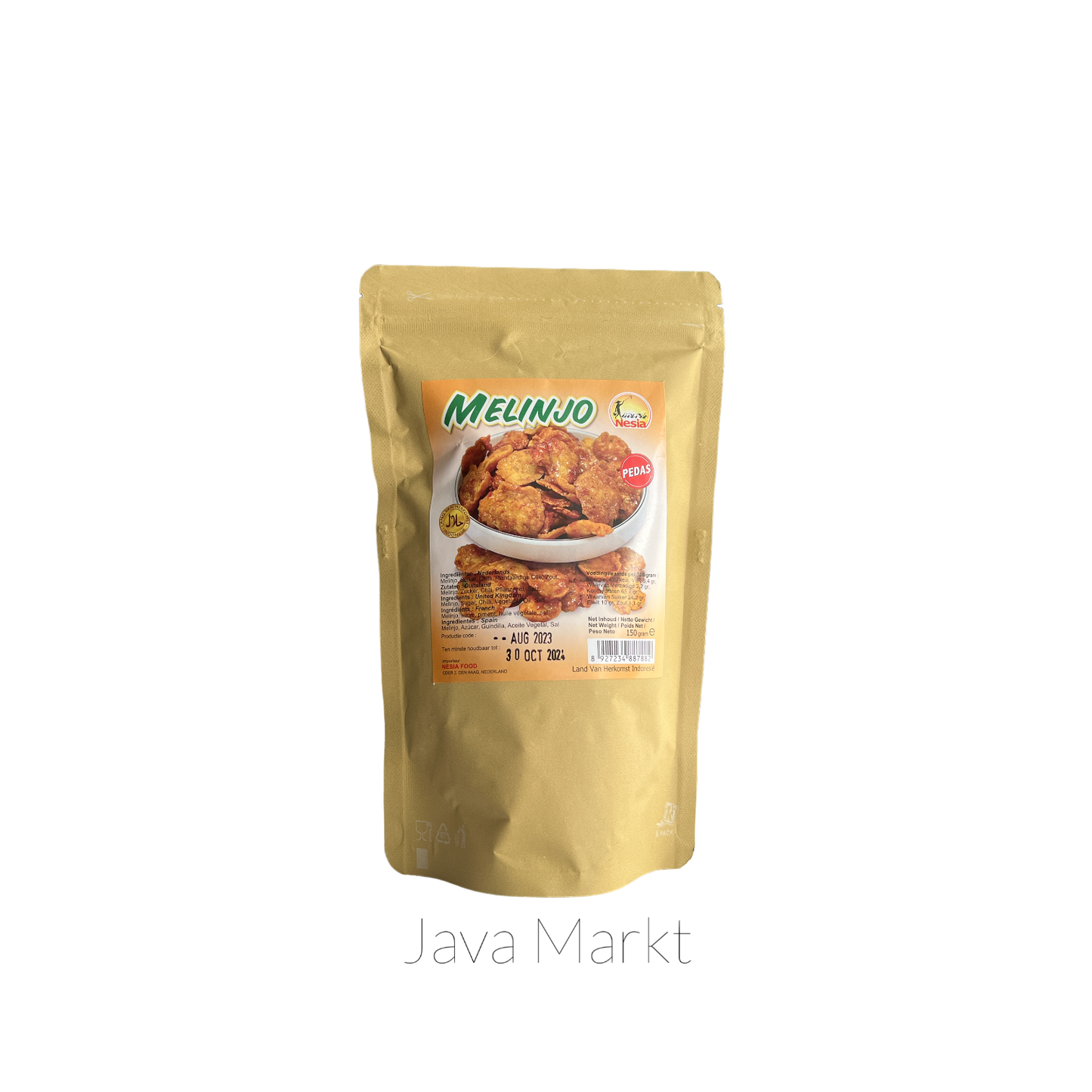 Knusprige, scharfe Melinjo-Chips von Nesia Food in einer Schüssel, frisch und würzig für Snack-Liebhaber.