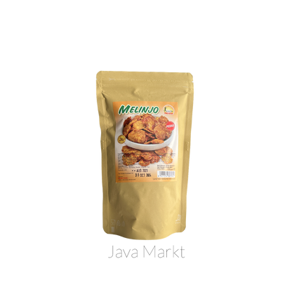Knusprige, scharfe Melinjo-Chips von Nesia Food in einer Schüssel, frisch und würzig für Snack-Liebhaber.