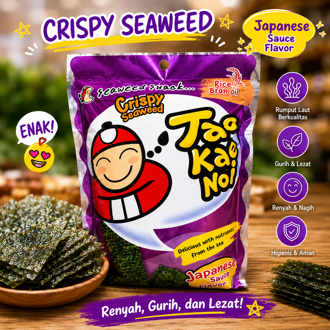 Taokaenoi Crispy Seaweed Japanese Sauce Flavor 32g