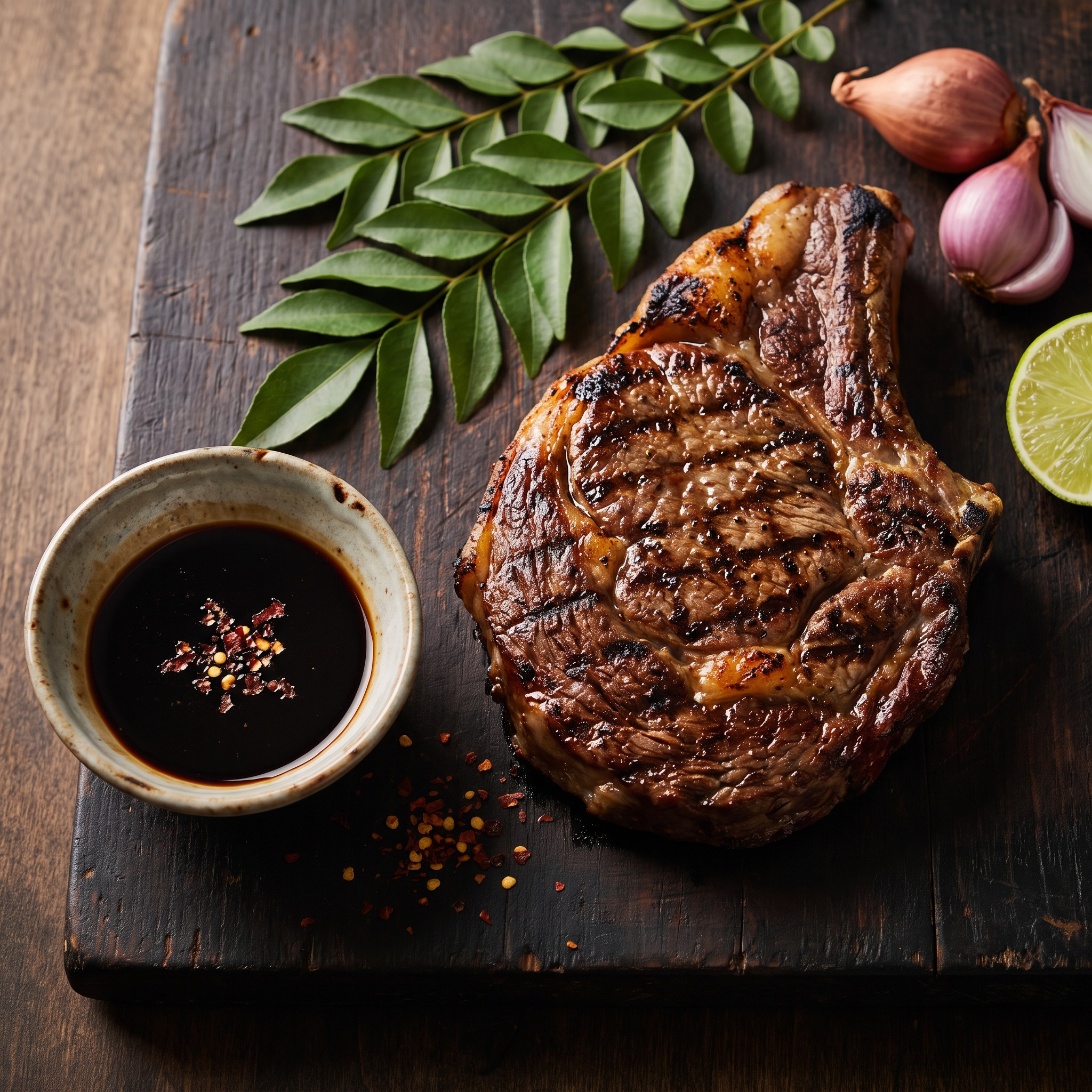 Gegrilltes Fleisch mit Kecap-Dip