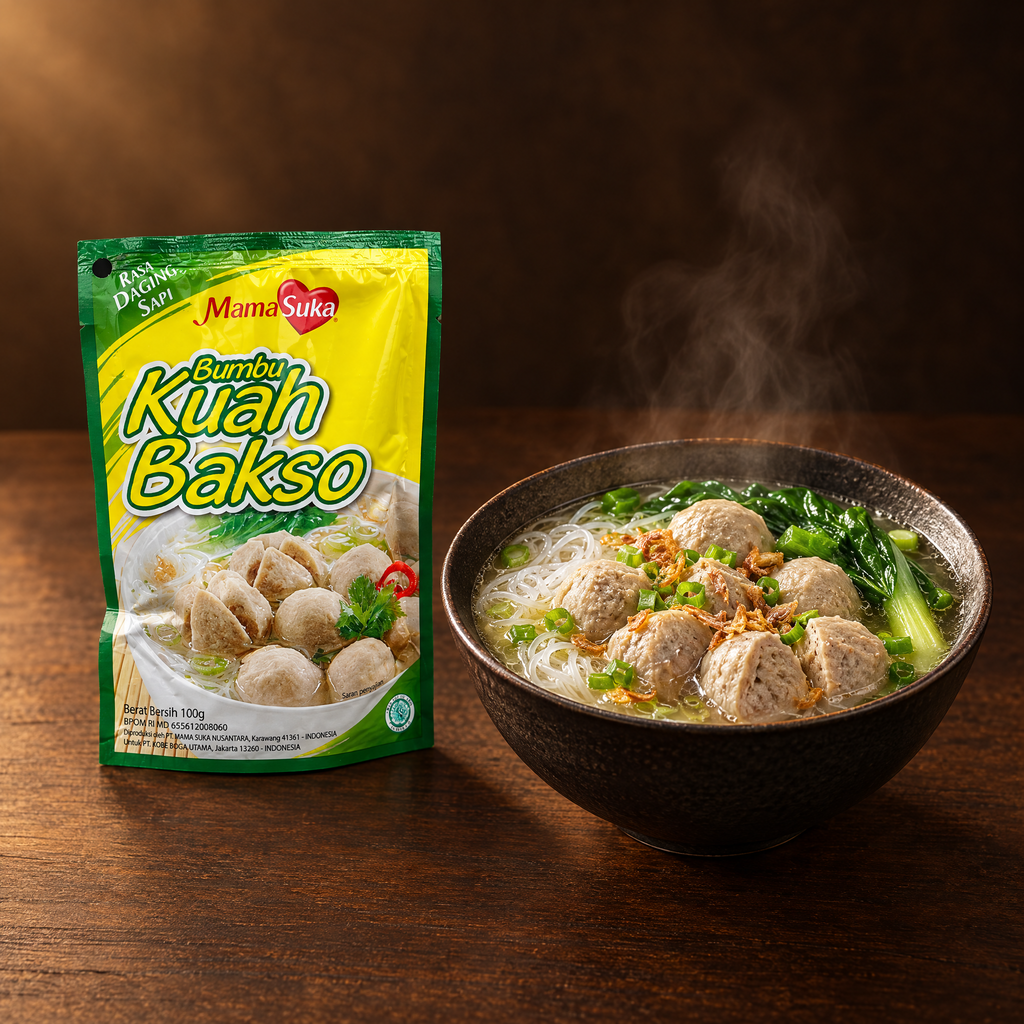 Mamasuka Kuah Bakso 100g – Packung mit fertiger Bakso-Suppe