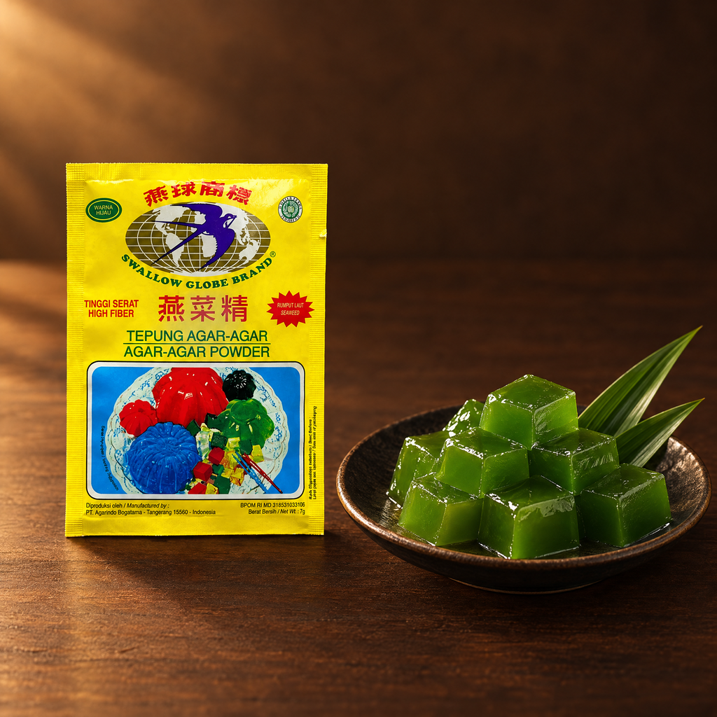 Swallow Agar Agar Green 7g – Packung mit fertigem Pandan-Agar