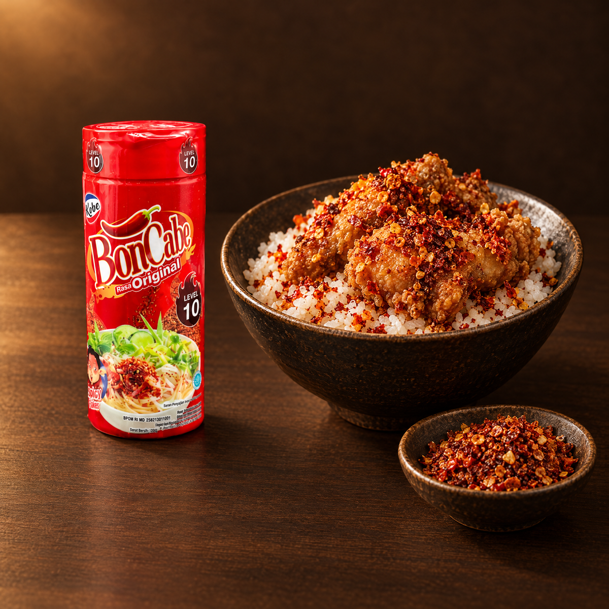 Kobe BonCabe Level 10 50g – Packung mit Reis und Chili-Streuer
