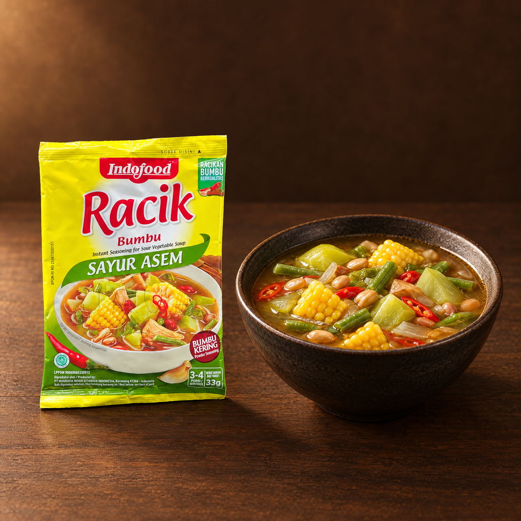 Racik Bumbu Sayur Asem 20g – Packung mit fertiger Sayur-Asem-Suppe