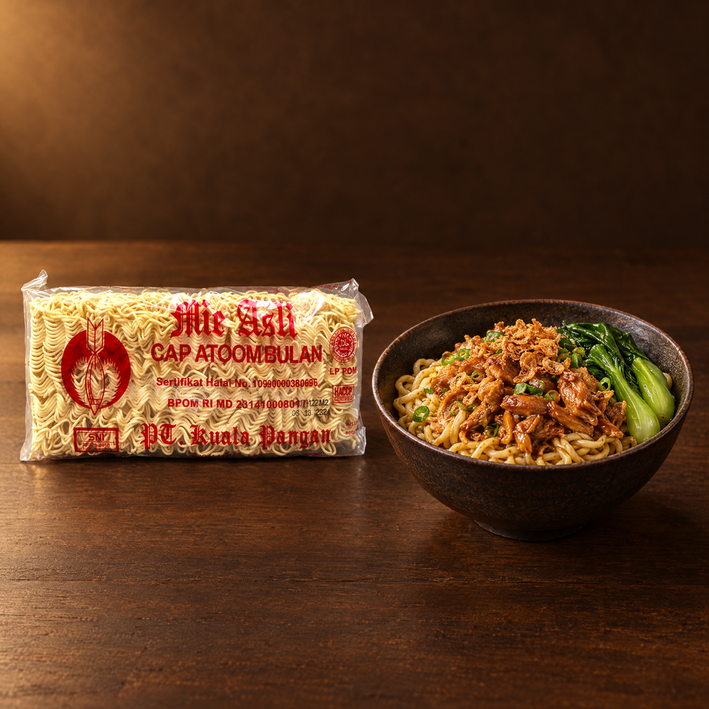 Mie Atoom Bulan Eiernudeln 200g – Packung mit Mie Ayam