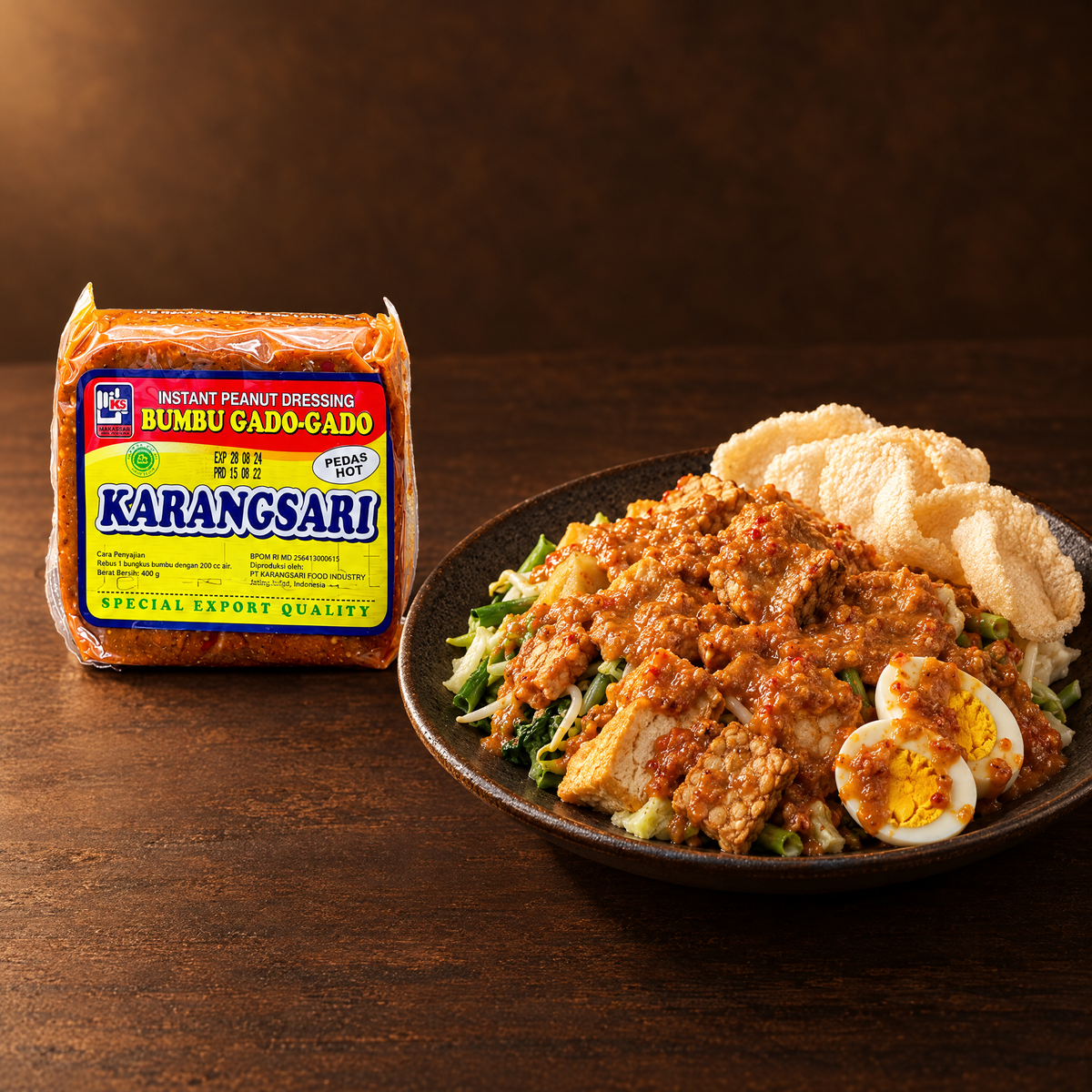 Karangsari Bumbu Gado Gado Pedas 400g – Packung mit Gado Gado