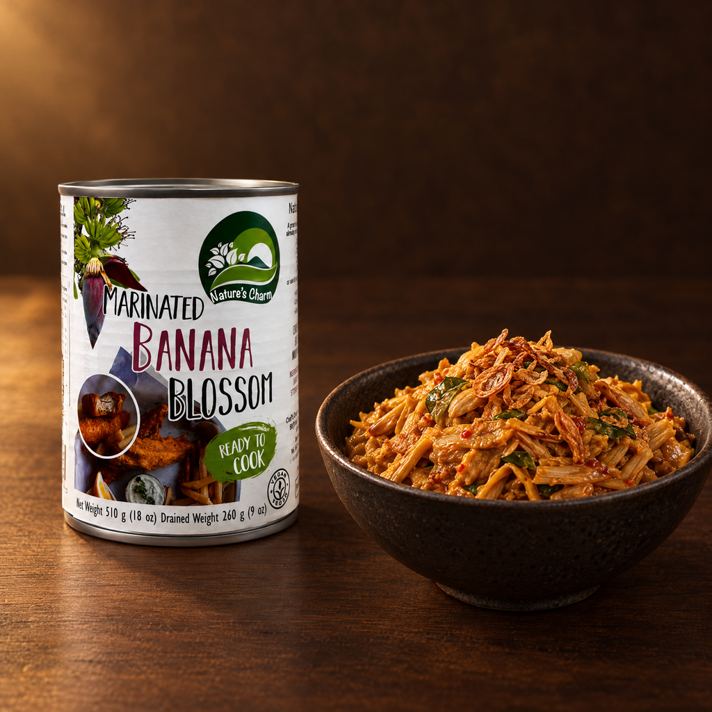 Nature's Charm Bunga Pisang Marinasi 510 g – Dose mit Bananenblüten-Gericht