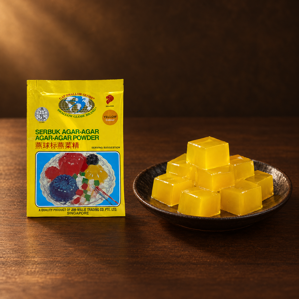 Swallow Agar Agar Warna Kuning 10g – Packung mit gelbem Agar-Dessert