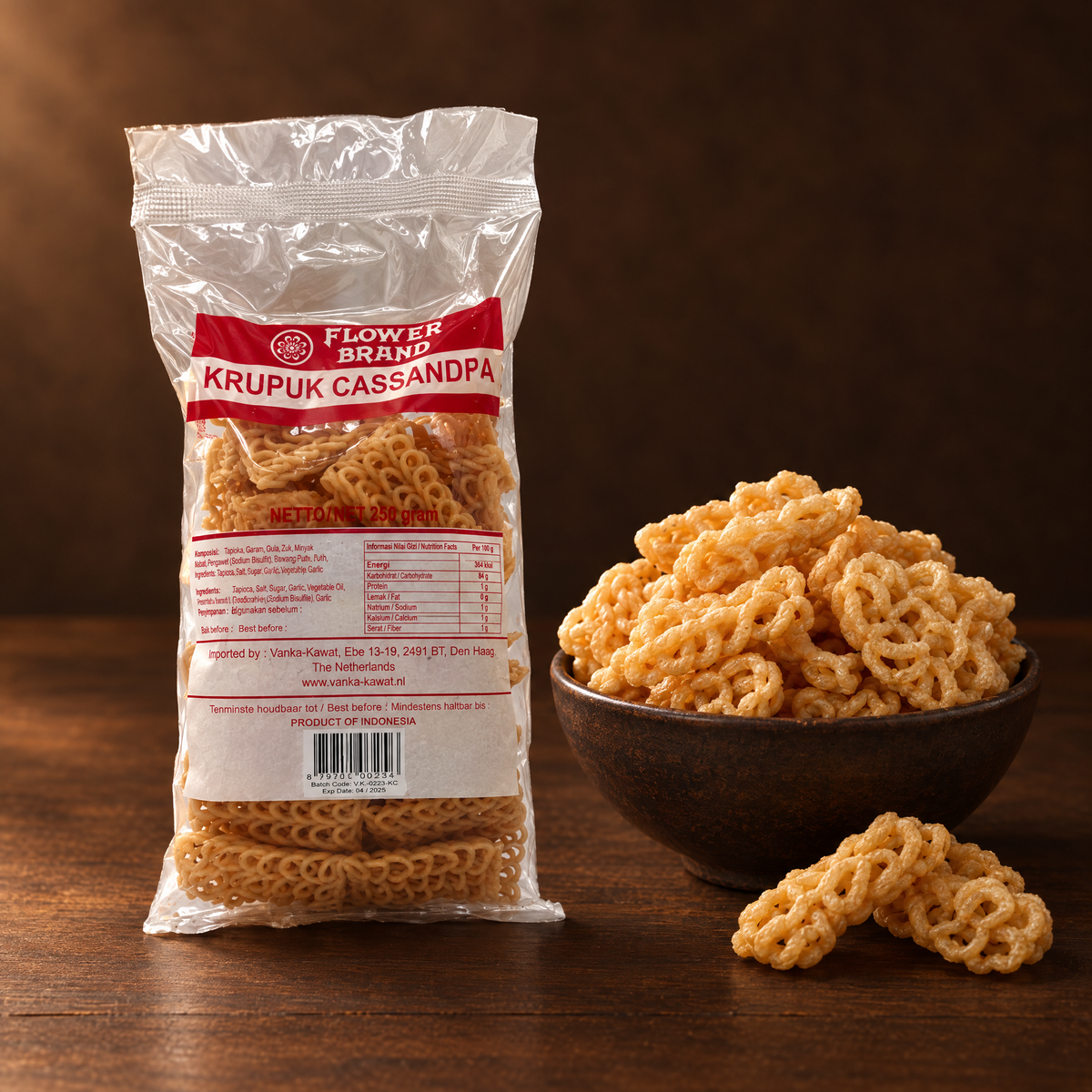 Krupuk Cassandra 250 g – Packung mit frittierten Krupuk