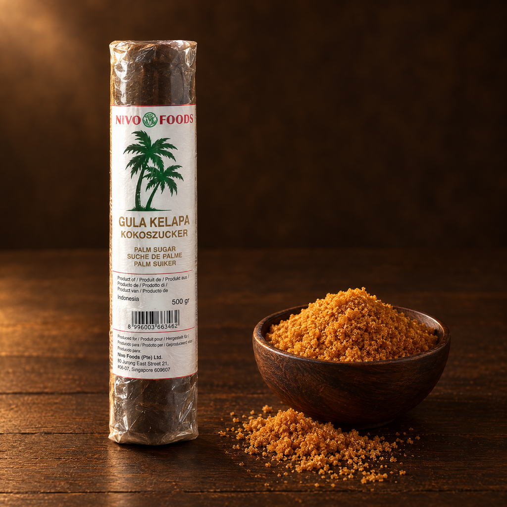 Nivo Foods Gula Kelapa Kokoszucker 500 g – Packung mit Kokosblütenzucker