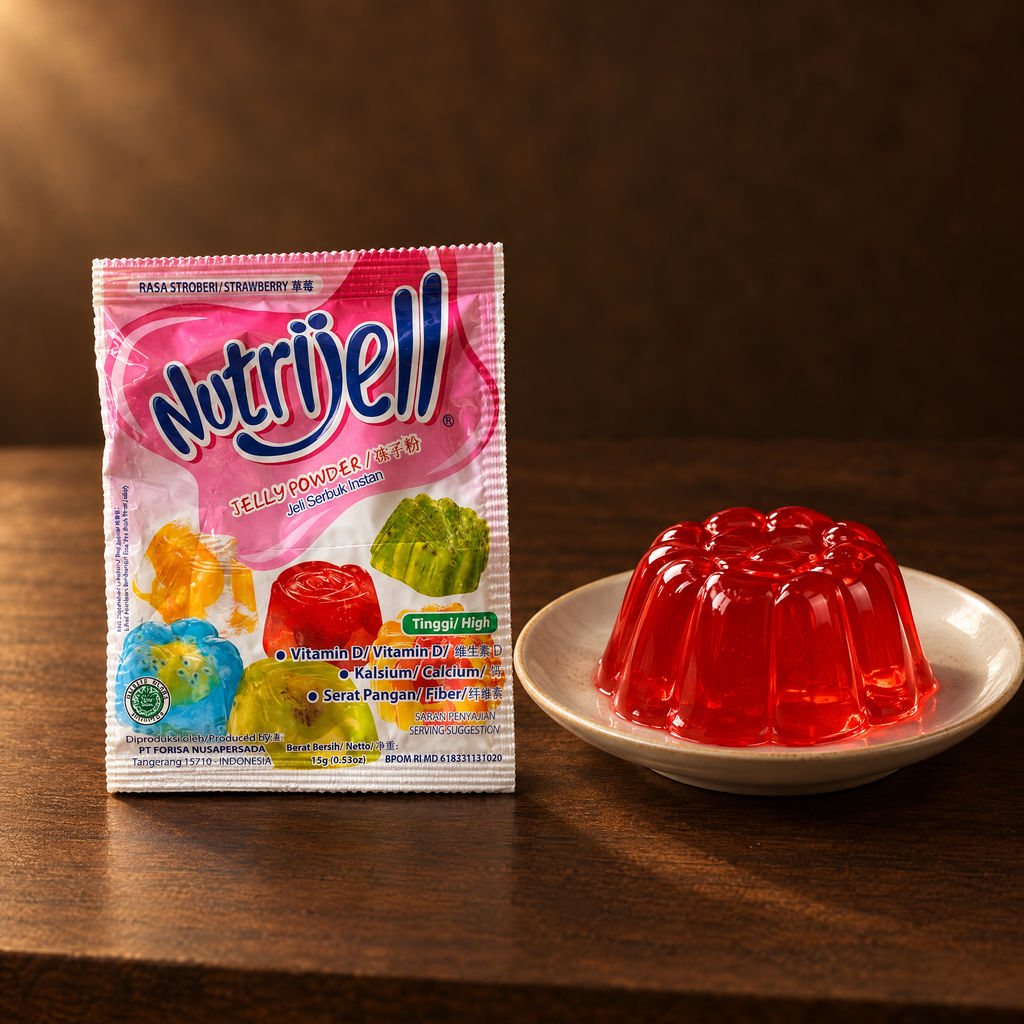 Nutrijell Jelly Powder Rasa Stroberi 15 g – Packung mit Erdbeer-Gelee