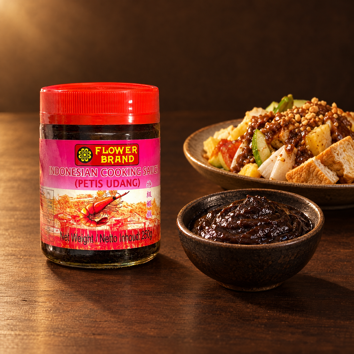 Petis Udang Flower Brand 250 g – Glas mit Garnelenpaste