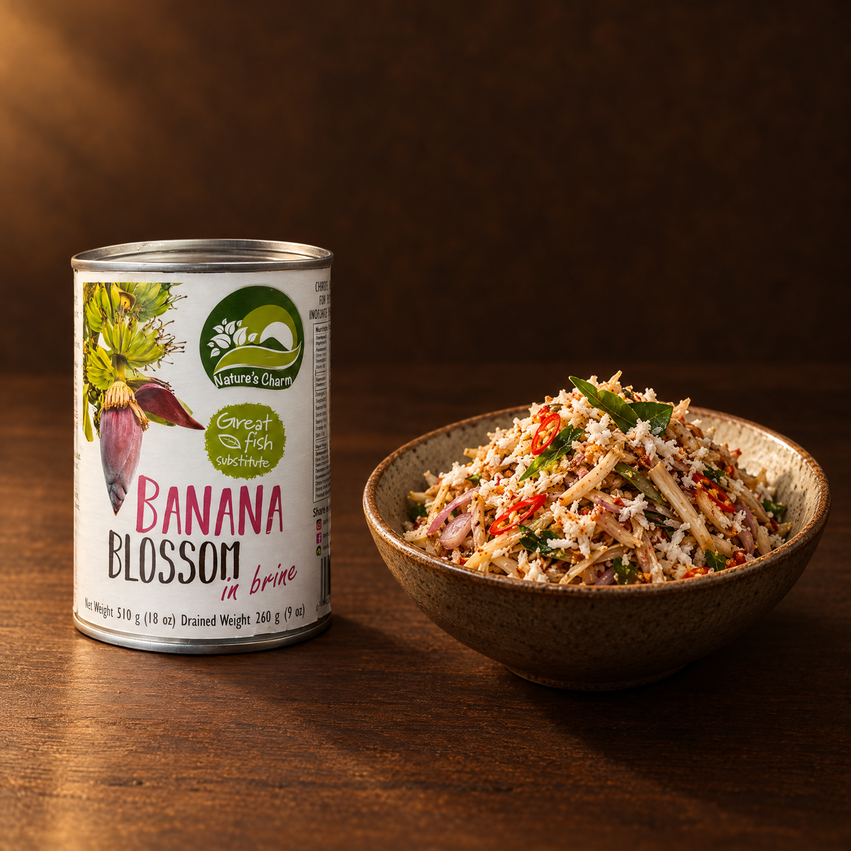 Jantung Pisang Nature's Charm 400 g – Dose mit Bananenblüten-Salat