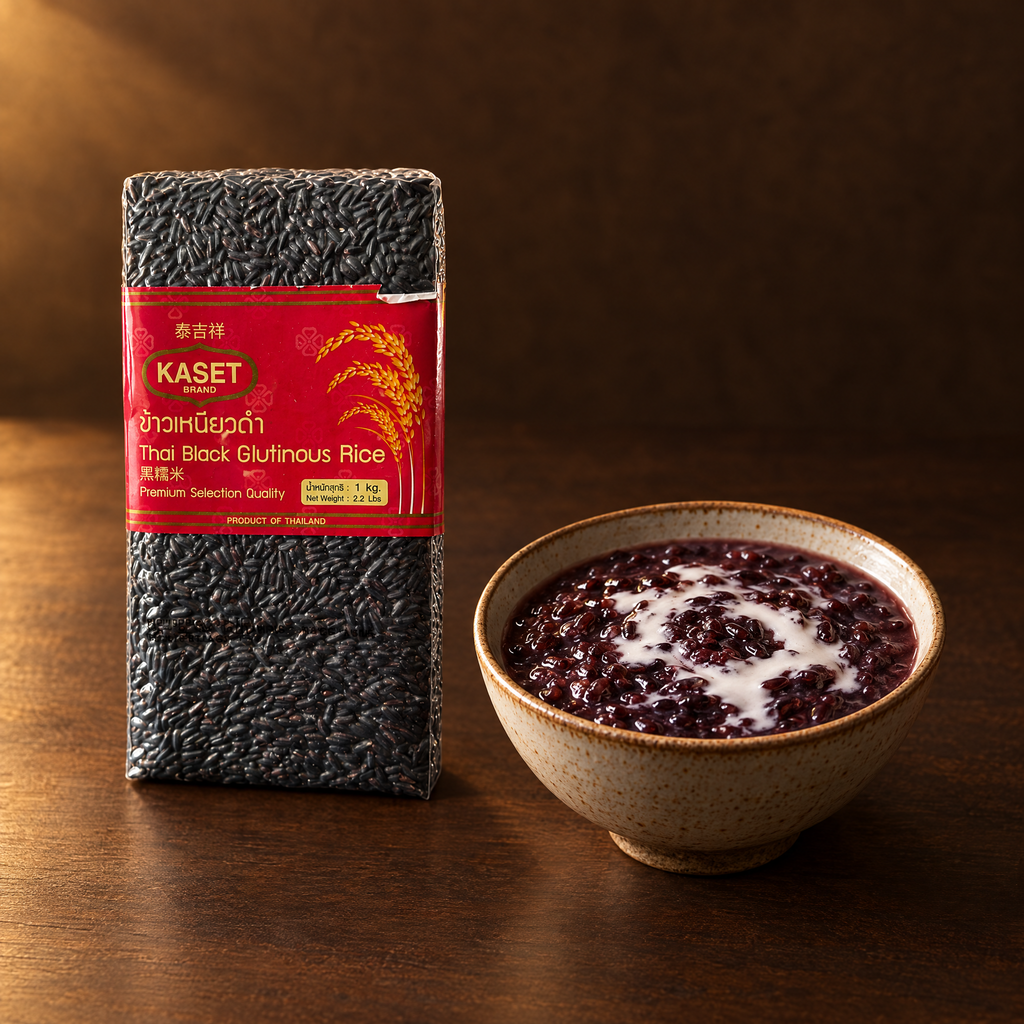 Ketan Hitam Kaset Brand 1 kg – Packung mit schwarzem Klebreis