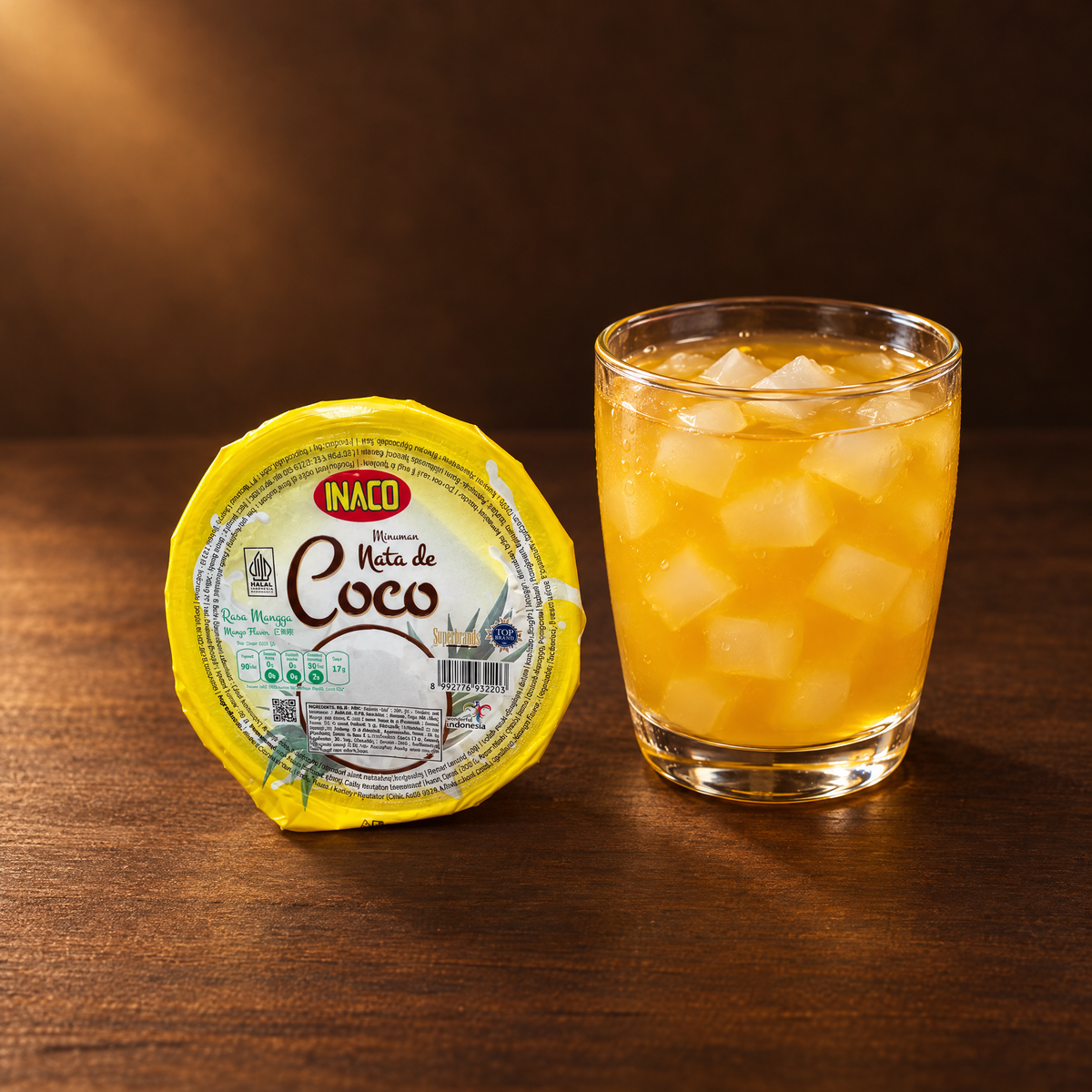 Inaco Nata de Coco Drink Mango 350 ml – Becher mit Getränk