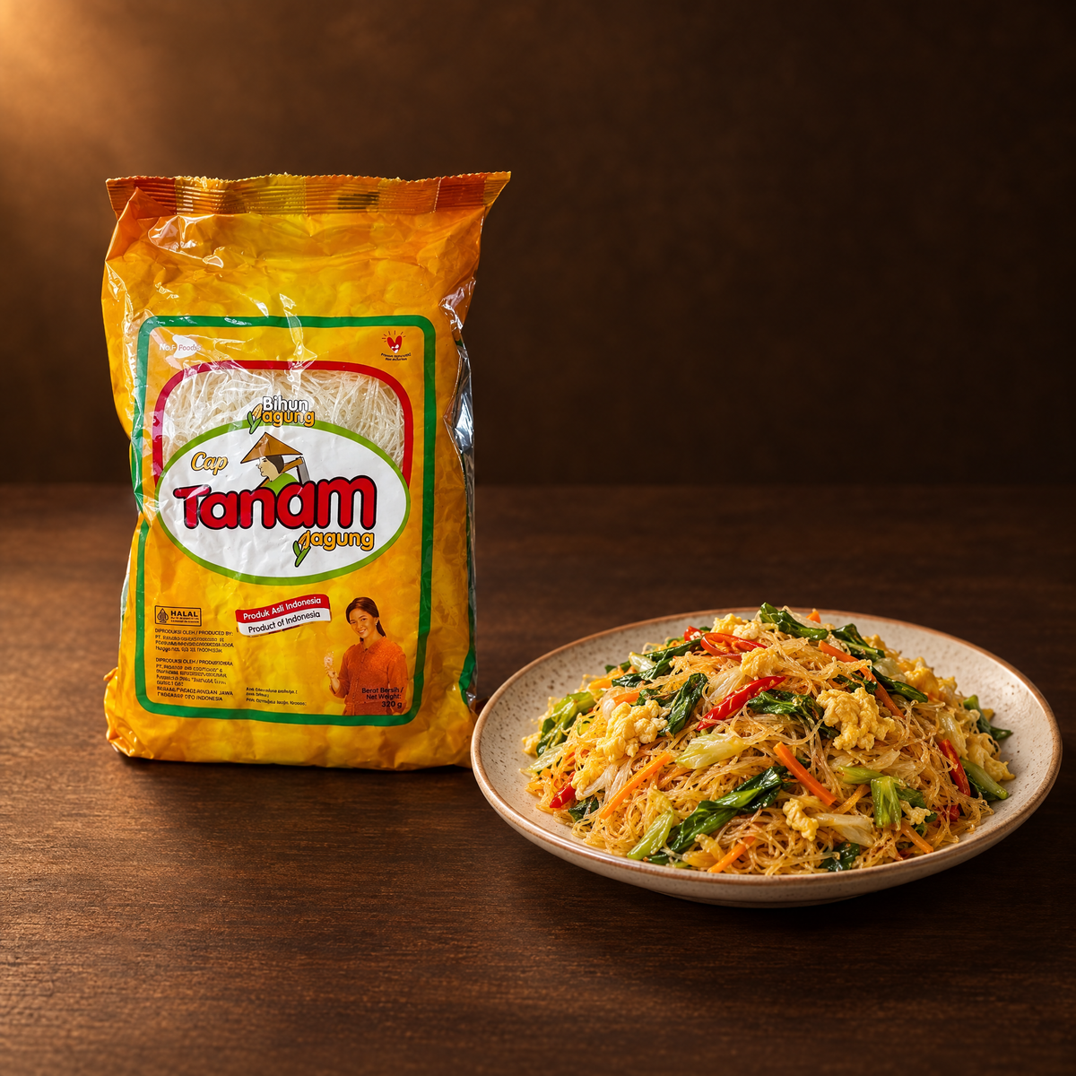 Bihun Jagung Cap Tanam – Packung mit gebratenen Maisnudeln