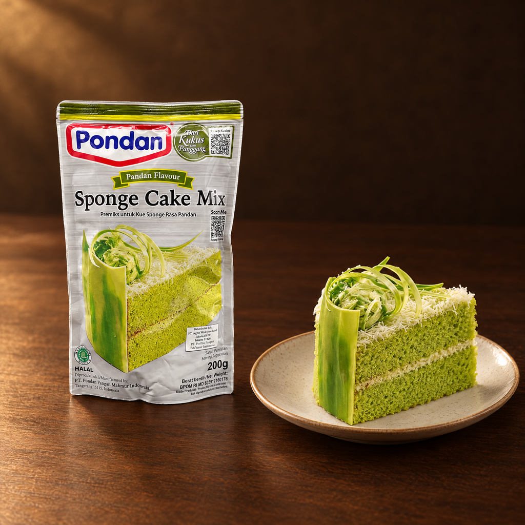 Pondan Sponge Cake Mix Pandan 400 g – Packung mit Pandan-Biskuit