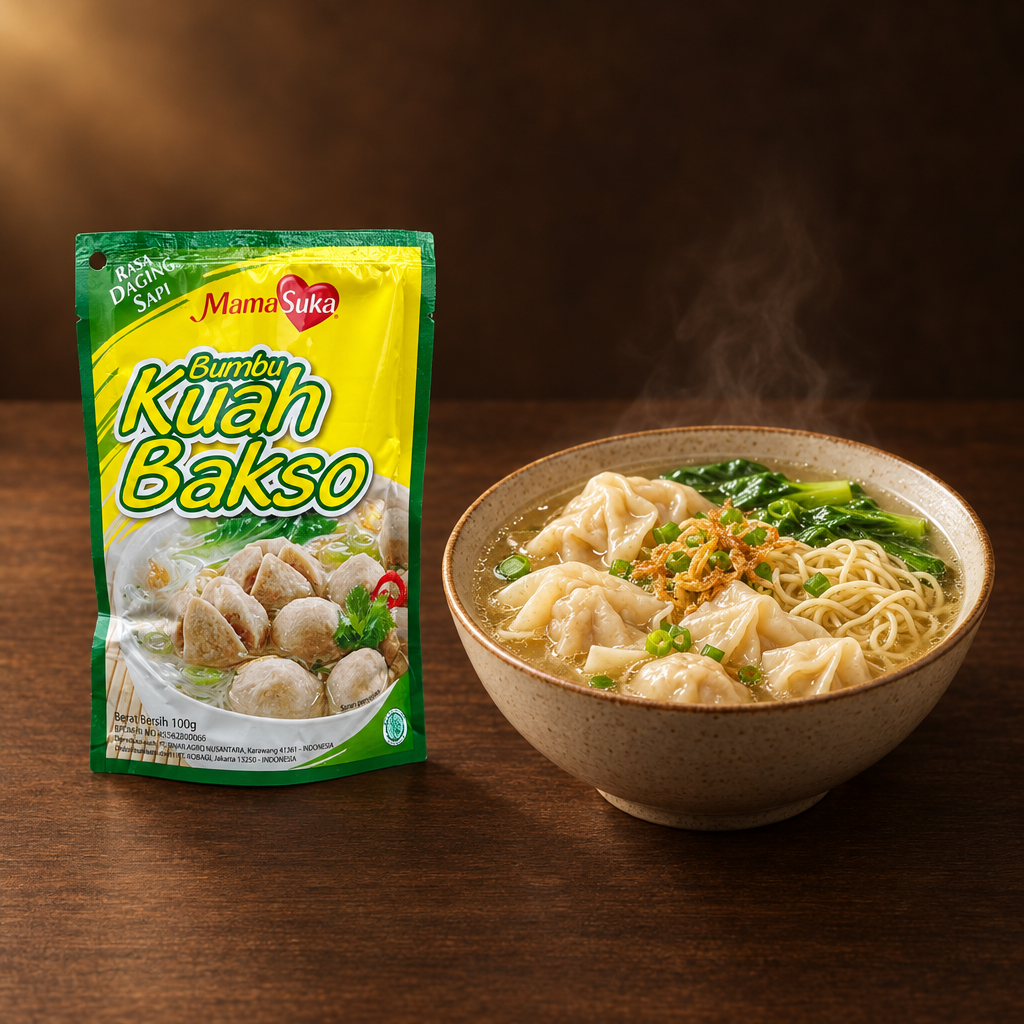 Mamasuka Kuah Bakso 100g – Packung mit Wantan-Nudelsuppe