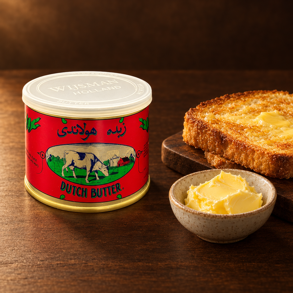 Butter Wijsman 454 g – Dose mit Butterbrot zum Frühstück