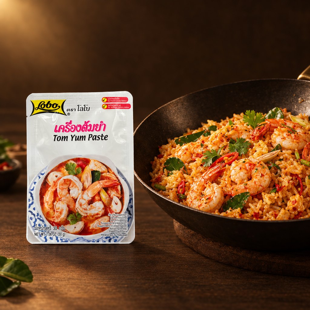 Lobo Tom Yum Paste 30g – Packung mit Tom-Yum-Bratreis
