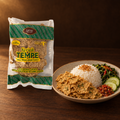 Keripik Tempe Rasa Daun Jeruk Purut 100g – Packung mit Reisgericht und Chips