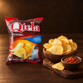 Qtela Keripik Singkong Original 100 g – Packung mit Chips und Sambal-Dip