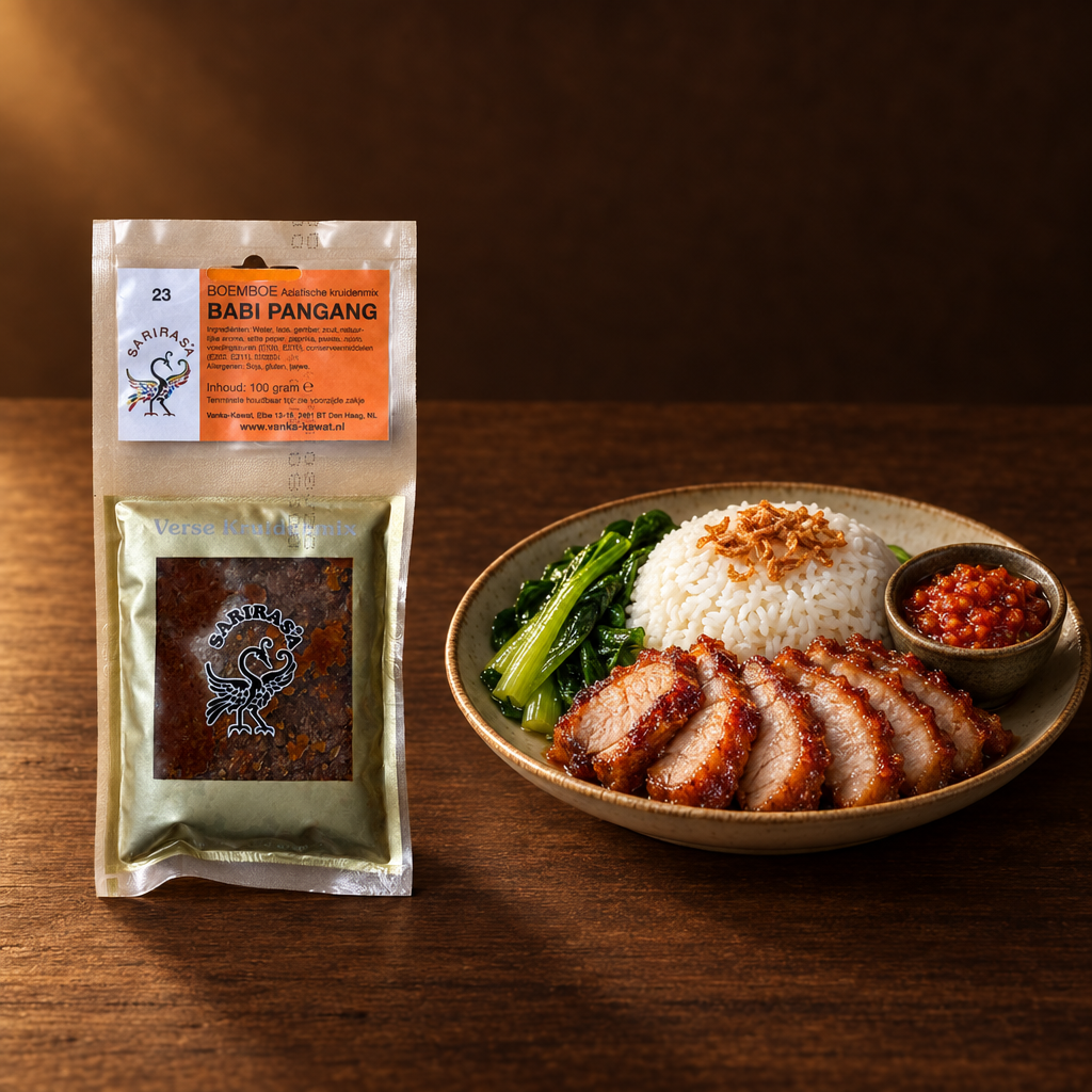 Sari Rasa Bumbu Babi Panggang – Packung mit komplettem Reisteller
