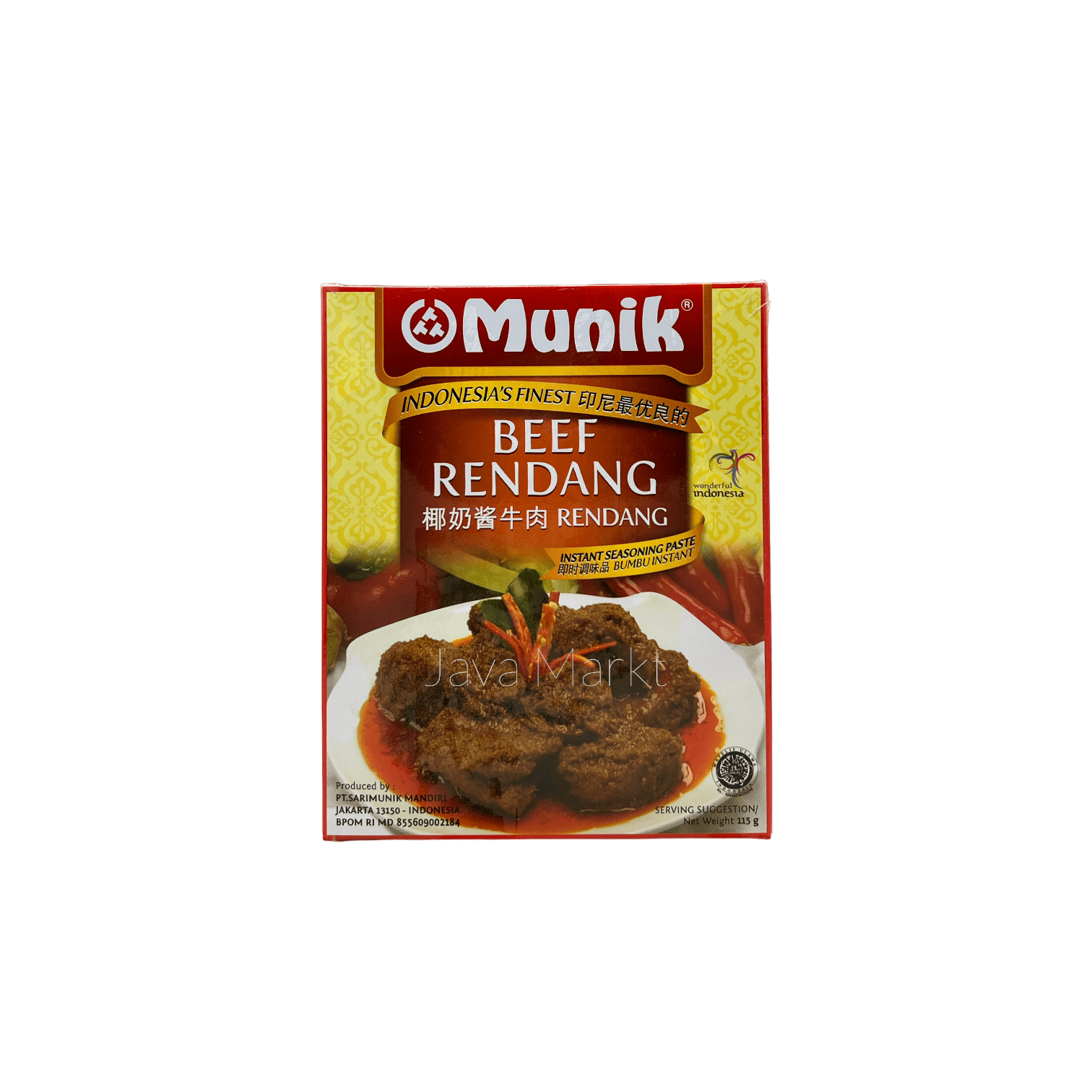 Nesia Munik Bumbu Rendang Gewürzpaste in einer Dose, traditionelle indonesische Gewürzpaste für Rendang Gerichte