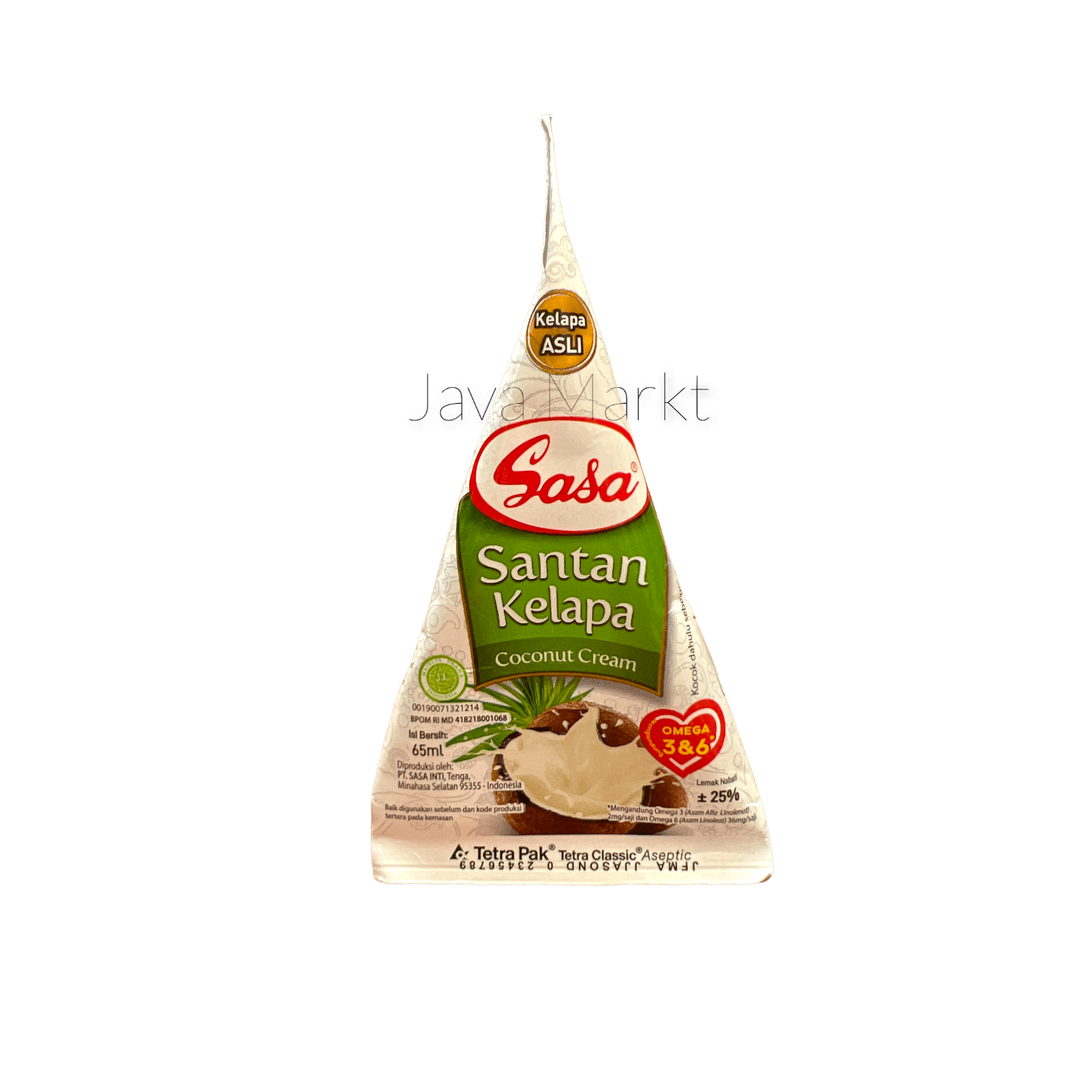 Nesia Food Kokosmilch Sasa Santan Kelapa in einer Dose, cremige Kokosmilch für Kochen und Backen, Nahaufnahme