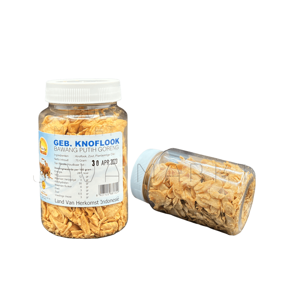 Knusprige gebratene Knoblauchzehen von Nesia Food, ideal für Gewürze und kulinarische Zubereitungen, in einer Verpackung.