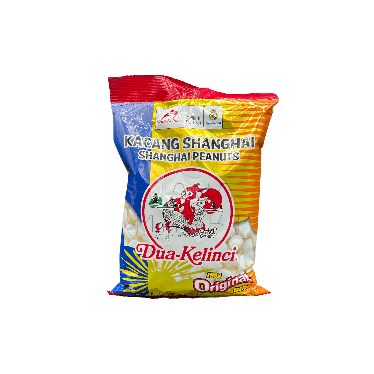 Nesia Dua Kelinci Kacang Shanghai Original, chinesische Süßigkeit mit Erdnussgeschmack, in Verpackung sichtbar