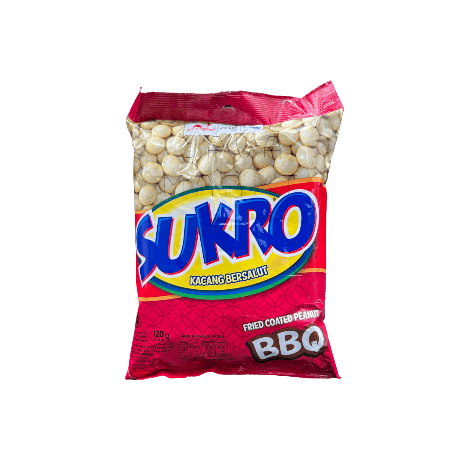 Nesia Dua-Kelinci Sukro BBQ Lebensmittel, knusprige Snacks mit BBQ-Geschmack, in flexibler Verpackung, appetitlich präsentiert