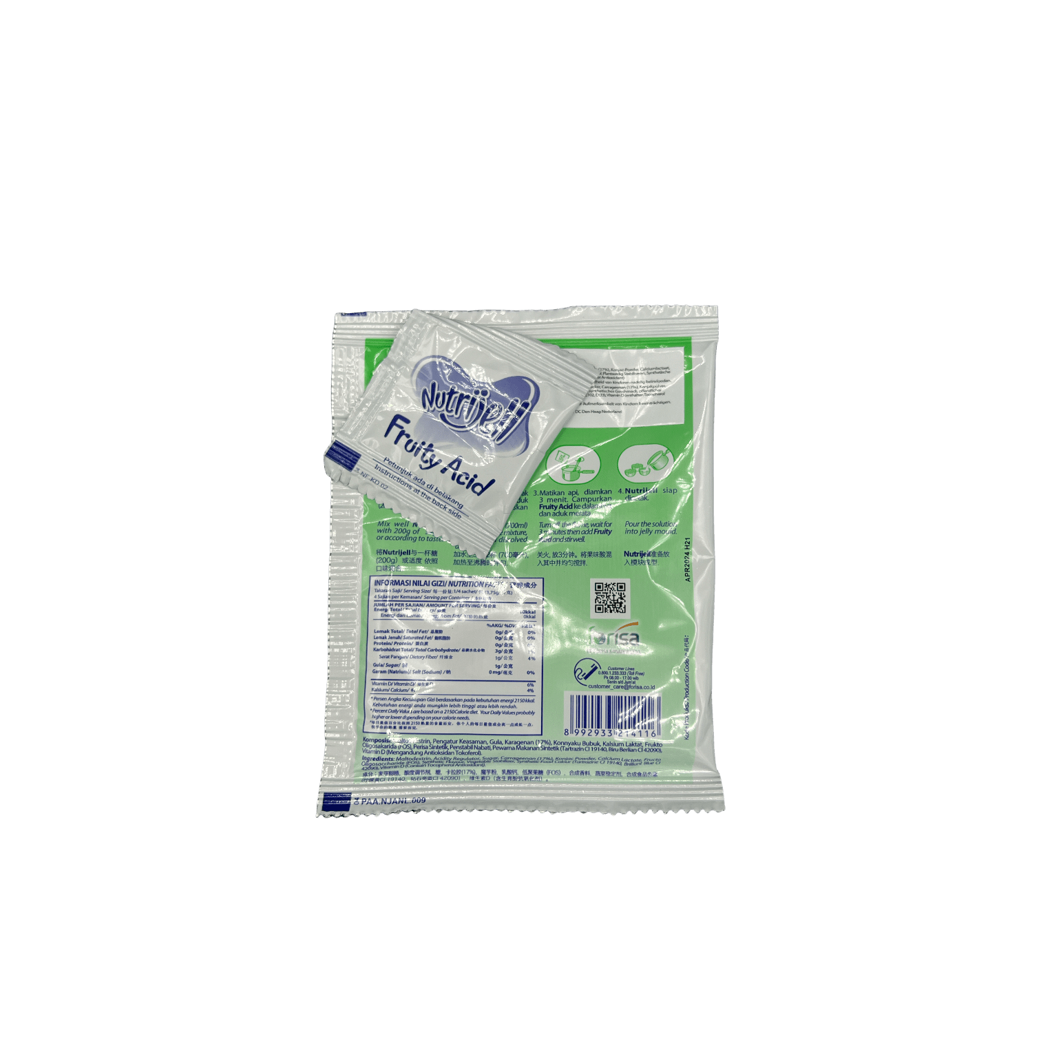 Nesia Food Nutrijell Gelee-Pulver Melone, Lebensmittel, gelbes Pulver in Packung, für Fruchtgelenkreaturen