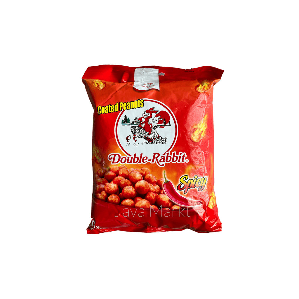 Scharfe Dua Kelinci Kacang Shanghai Vorspeisen und Snacks von Nesia Food, knusprig und würzig, in einer offenen Packung.