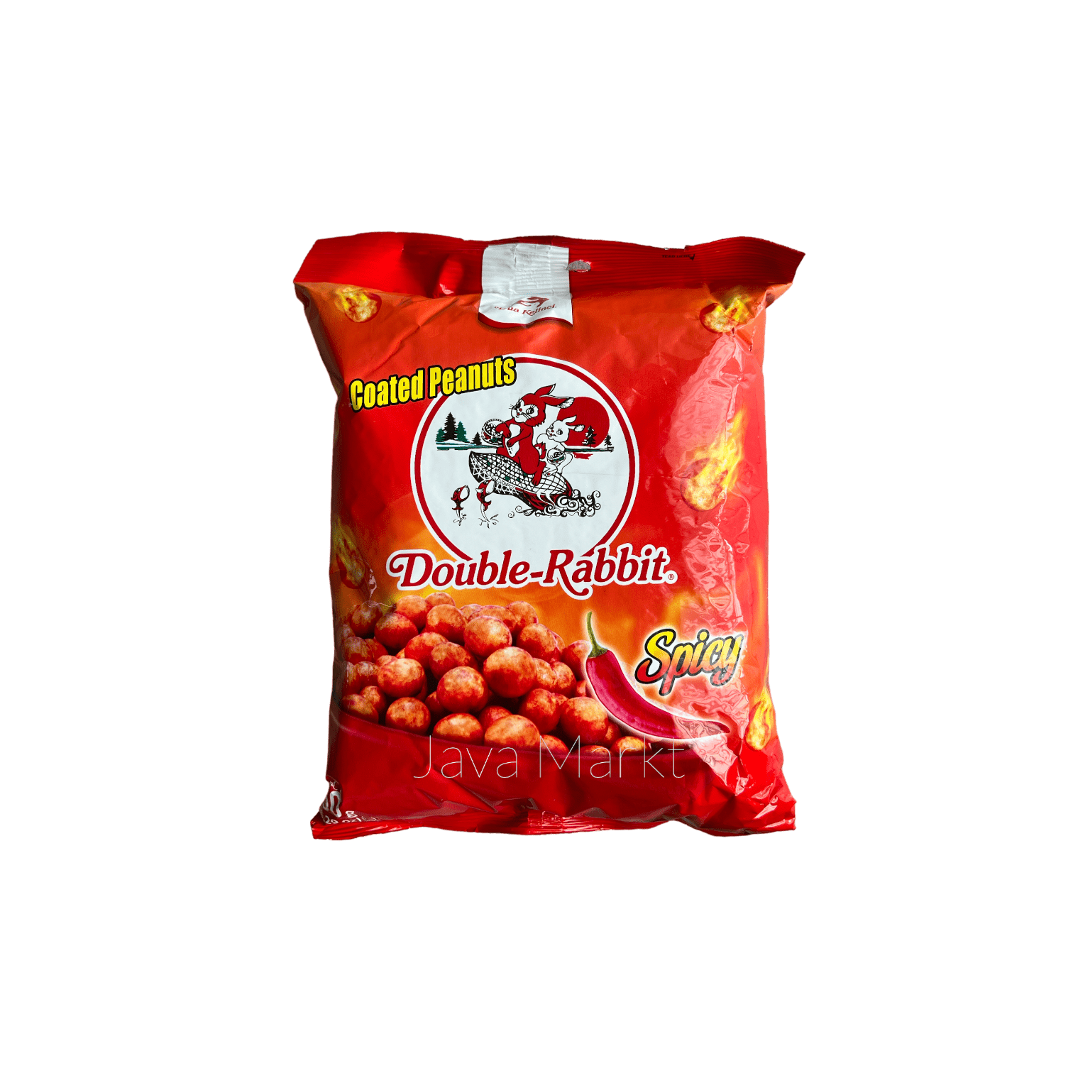 Scharfe Dua Kelinci Kacang Shanghai Vorspeisen und Snacks von Nesia Food, knusprig und würzig, in einer offenen Packung.