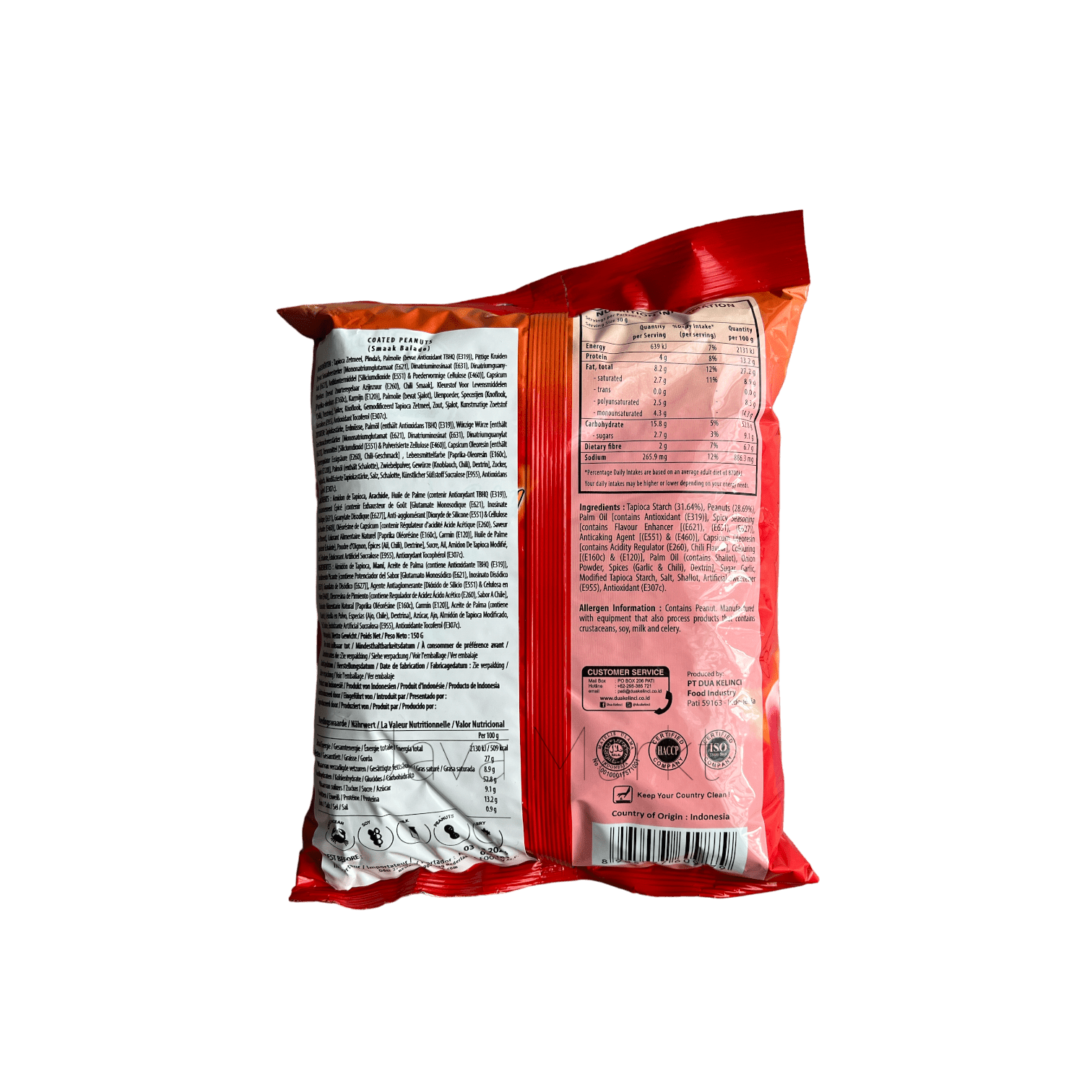 Nesia Food Dua Kelinci Kacang Shanghai Spicy, scharfe Snacks und Vorspeisen in einer bunten Verpackung, knusprig und würzig