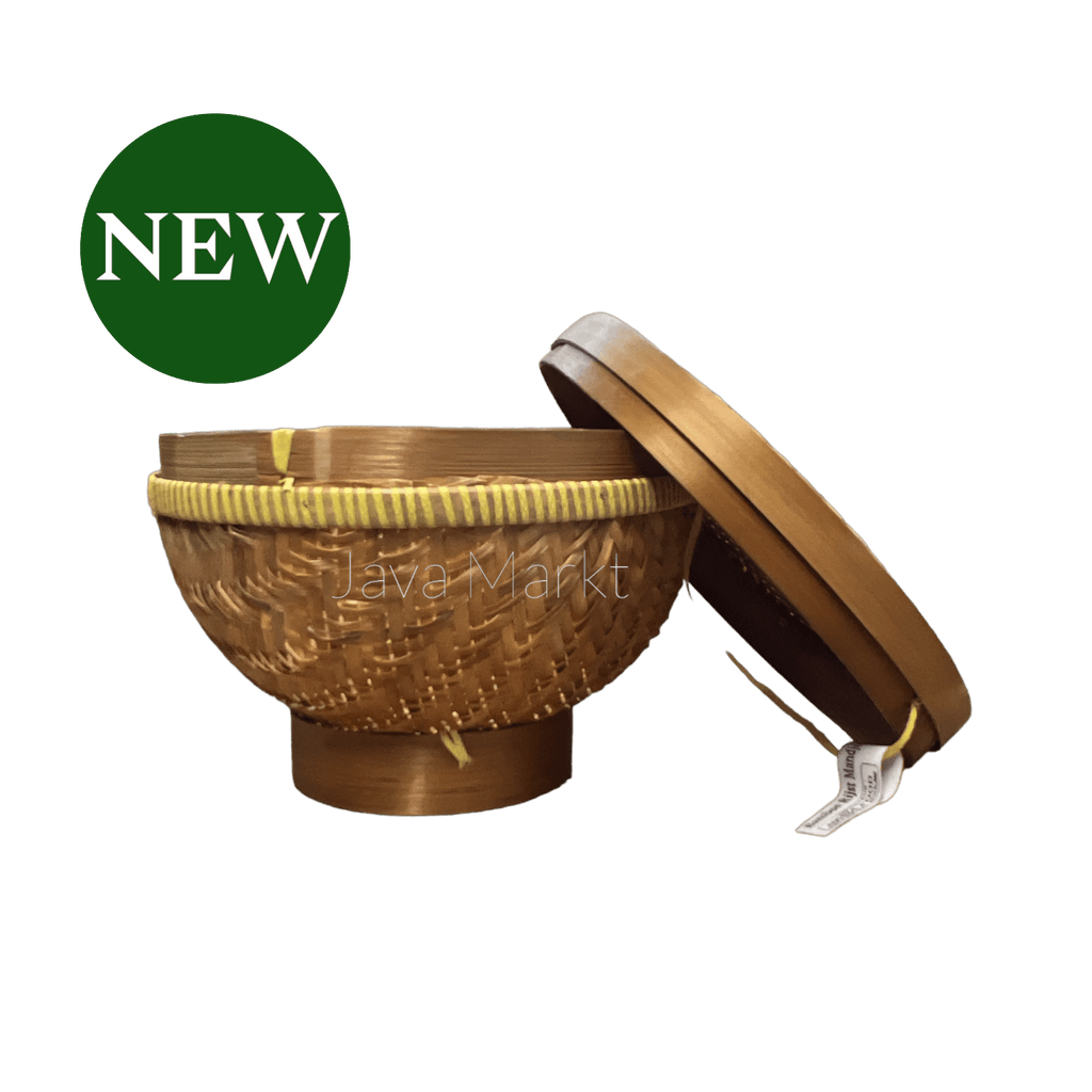 Bakul Nasi Bambu von Nesia, traditioneller Bambuskorb für Reis, aus natürlichem Material, dekorativ und umweltfreundlich.