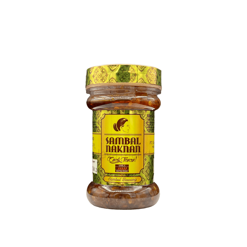 Sambal Bawang Lv. 5 von Nesia, scharfes indonesisches Sambal in Glasflasche, cremige Zwiebel-Chili-Soße, authentisch und würzig