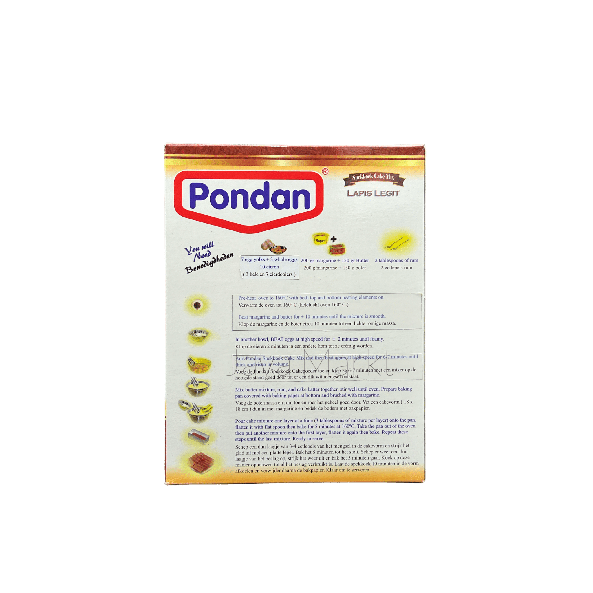 Vanka Kawat Pondan Lapis Legit Backmischung, feine Backmischung für traditionellen indonesischen Kuchen, in Packung sichtbar
