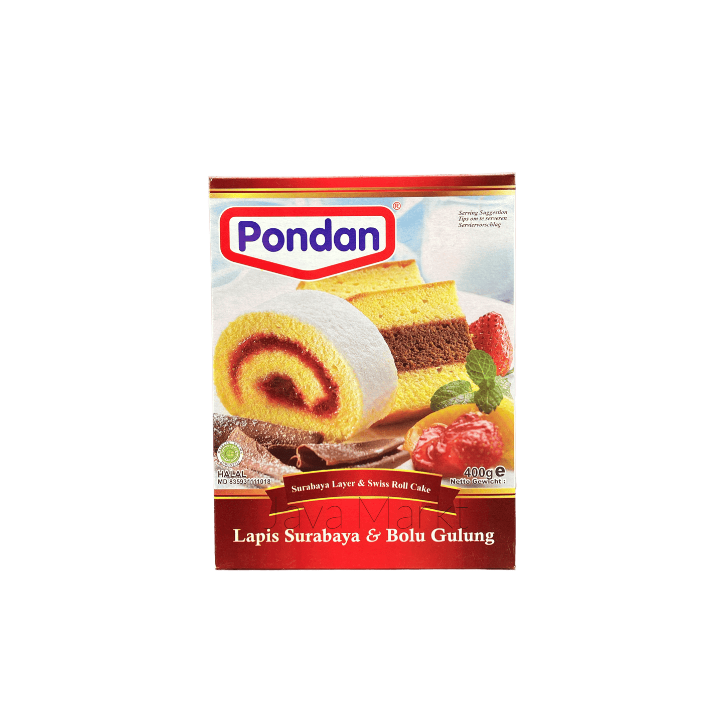 Vanka Kawat Backmischung für Pondan Lapis Surabaya und Bolu Gulung, Backprodukt mit bunten Schichten und cremiger Füllung